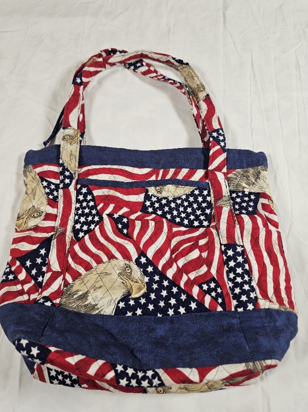Patriotic Eagle Flag Canvas Shoulder Bag - Red, White & Blue